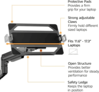 ACT AC8341 17"-49" LCD TV / Monitor asztali tartó kar + Laptop állvány - Fekete