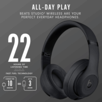 Apple MX3X2AE/A Beats Studio3 Wireless Fejhallgató Headset - Matt Fekete