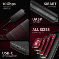 Axagon EEM2-GAM M.2 NVMe & SATA USB-C Külső SSD ház - Fekete