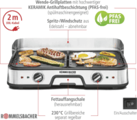 Rommelsbacher BBQ 2025 Elektromos Asztali Grillsütő 2000 Watt - Ezüst/Fekete