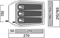 Easy Camp Reindal 3 Alagút sátor 3 személyes 270 x 210 x 115 cm - Zöld