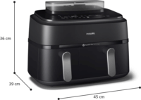 Philips NA550/00 DualBasket Air Fryer Forrólevegős sütő 2x4.5L 2750 Watt - Fekete