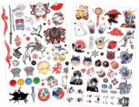 BUKI 75 darabos Lemosható tetoválás - Manga és Kawaii minták