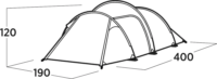 Easy Camp Hemsedal 3 Alagút sátor 3 személyes 400 x 190 x 120 cm - Zöld