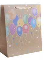 Színes lufi mintás szalagfüles papír Ajándéktasak (18 x 23 cm)
