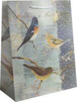 Madár mintás Szalagfüles papír ajándéktasak (26 x 32 cm) - Mintás