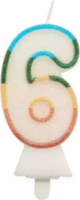 Színes 6-os számgyertya csillámmal 8,5 cm