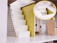 Három szintes és öt szobás Fa babaház bútorokkal - 70 cm