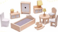 Három szintes és öt szobás Fa babaház bútorokkal - 70 cm