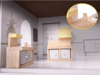 Három szintes és öt szobás Fa babaház bútorokkal - 70 cm