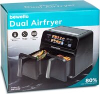 Bewello BW1002D AirFryer Forrólevegős sütő 4+4L 2200 Watt - Fekete