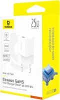 Baseus GaN5 1xUSB-C Hálózati töltő 25W - Fehér