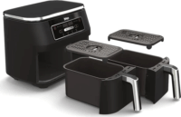 Ninja AF200EU AirFryer Forrólevegős sütő 2 x 3,8L 2400 Watt - Fekete / Ezüst