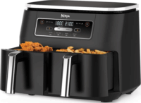 Ninja AF200EU AirFryer Forrólevegős sütő 2 x 3,8L 2400 Watt - Fekete / Ezüst