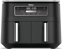 Ninja AF200EU AirFryer Forrólevegős sütő 2 x 3,8L 2400 Watt - Fekete / Ezüst