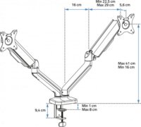 Advance ADV-ARM2M MecaMount Dual 17"-32" TV / Monitor asztali tartó kar - Fekete (2 kijelző)