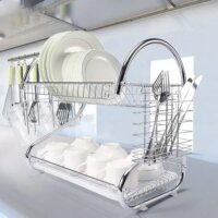 TOO KT-582 MIDI Fém Kétszintes konyhai edényszárító 25 x 52 x 38 cm - Inox