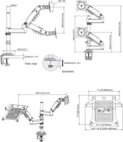 North Bayou H180FP 17"-27" TV / Monitor asztali tartó kar laptop állvánnyal - Fekete