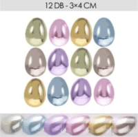 Gyöngyházfényű dekortojás 4 cm - Vegyes színek (12 db/csomag)