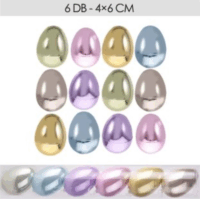 Gyöngyházfényű dekortojás 6 cm - Vegyes színek (6 db/csomag)