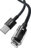 Baseus Gem USB-A apa - Lightning apa Adat és gyorstöltő kábel 2m - Fekete