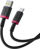 Baseus Dura USB-A apa - USB-C apa Adat és gyorstöltő kábel 1m - Fekete/Piros
