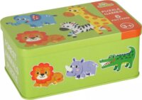 Szafari állatok 25 darabos puzzle fém dobozban