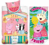Peppa malac Tropicool Friends kétrészes ágyneműhuzat garnitúra - 140 x 200 cm