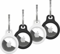 Fixed Silky Pro Apple AirTag Szilikon Kulcstartós Tok 4 Darabos Készlet (2 db Fekete + 2 db Fehér)