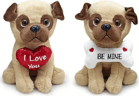 Mopsz kutyus felirattal plüssfigura 20 cm - Többféle