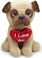 Mopsz kutyus felirattal plüssfigura 20 cm - Többféle