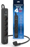 Kerg M02523 Túlfeszültségvédő Elosztó 4 aljzatos USB-C + USB-A 16A 3m - Fekete
