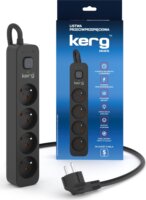 Kerg M02515 Túlfeszültségvédő Elosztó 4 aljzatos 16A 5m - Fekete