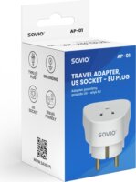 Savio AP-01 EU - US Utazó adapter - Fehér
