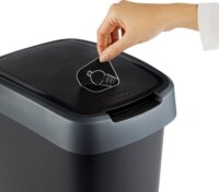 Rotho Twist Silver 25 literes Billenőfedeles szemetes - Fekete