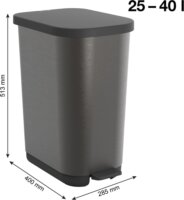 Rotho Ribo Graphite 35 literes pedálos műanyag szemetes - Fekete