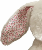 Fehér színű ülő nyúl szalaggal a nyakában plüssfigura 27 cm