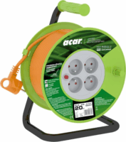 Acar PZ-4Z/OTM H05VV-F 3G1.0 Hálózati hosszabbító elosztó 4 aljzatos Kábeldob 20m - Zöld / Narancssárga