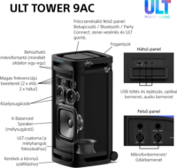 Sony ULT Tower 9 Bluetooth party hangszóró 1800 Watt - Fekete