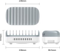 ORICO telefon Töltő állomás DUK-10P-V1-EU-WH (10x USB-A, 5V, 2.4A x5, 120W) - Fehér