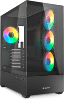 Sharkoon AK6 Midi Torony Számítógépház + 4db 120mm RGB ventilátor - Fekete
