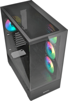 Sharkoon AK6 Midi Torony Számítógépház + 4db 120mm RGB ventilátor - Fekete
