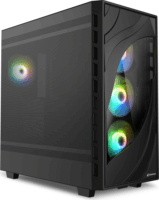 Sharkoon Rebel C80M Midi Torony Számítógép + 4db 120mm RGB ventilátor - Fekete