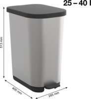 Rotho Ribo Silver 35 literes pedálos műanyag szemetes - Szürke