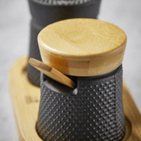 Peugeot Bali Fonte Manuális Só- és borsőrlő szett tartóval 8cm - Fekete/Natúr