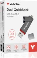 Verbatim Dual QuickStick USB-A / USB-C 3.2 Gen 1 512GB Pendrive - Szürke