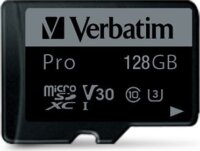 Verbatim 128GB Pro U3 microSDXC UHS-3 CL10 Memóriakártya + Adapter