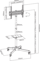SBOX FS-224-2 32"-55" TV / Monitor gurulós padló tartó állvány - Fekete