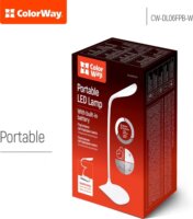ColorWay CW-DL06FPB-W Hordozható Akkus Asztali LED lámpa 31 cm - Fehér