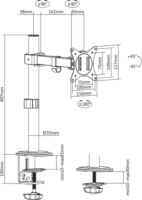 Sbox LCD-351/1-2 17"-32" TV/Monitor asztali tartó - Fekete (1 Kijelző)